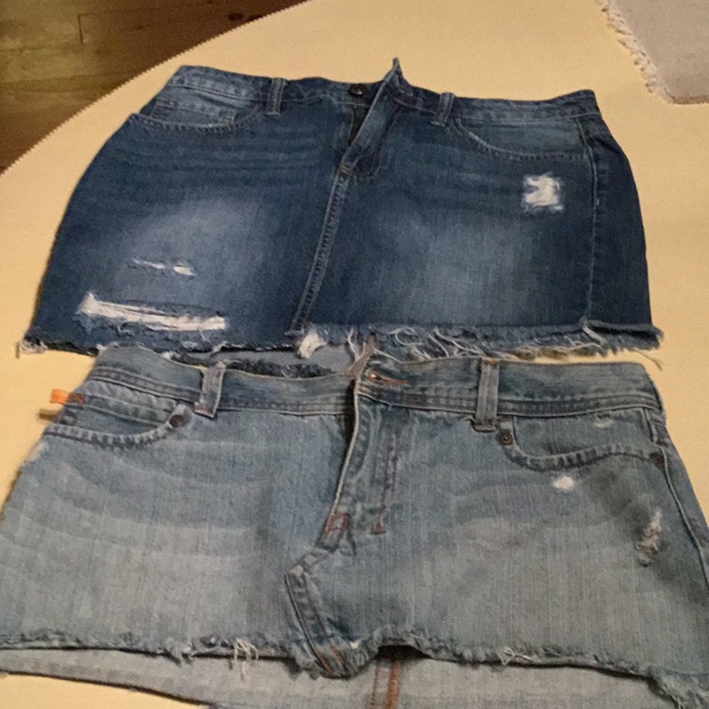 Two denim miniskirts! One Hollisterband one Cello